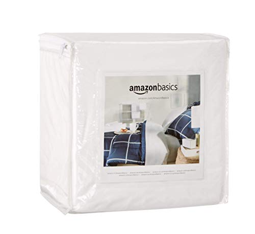 Amazon Basics Zipper-Enclosed Waterproof Mattress And Box Spring Cover Protector - Queen Size, 12 To 18-Inch Depth, White