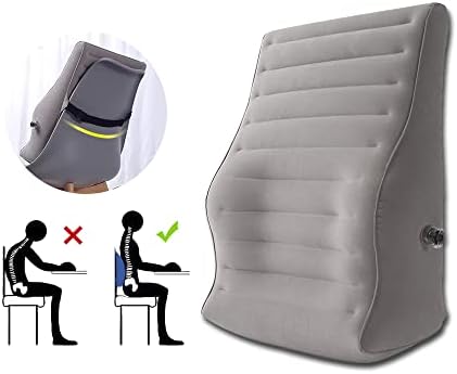  ZNALDP Inflatable Lumbar Support Pillow Blow Up Travel Back Cushion Support For Lower Back Pain Office Chair Gaming Sitting Car Seat Backrest Ergonomic Body Pillow (Grey)