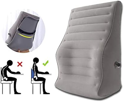  ZNALDP Inflatable Lumbar Support Pillow Blow Up Travel Back Cushion Support For Lower Back Pain Office Chair Gaming Sitting Car Seat Backrest Ergonomic Body Pillow (Grey)