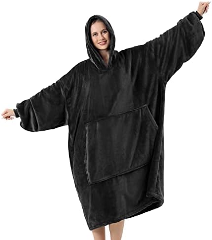  Oversized Blanket Hoodie For Adults - Extra Long Wearable Sweatshirt With Giant Sleeve, Hood And Pocket