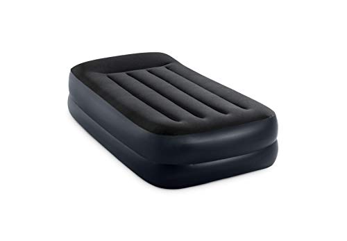 Intex Comfort Plush Elevated Dura-Beam Airbed With Internal Electric Pump, Bed Height 22", Queen & Dura-Beam Standard Series Pillow Rest Raised Airbed W/Built-in Pillow & Internal Electric Pump, Twin