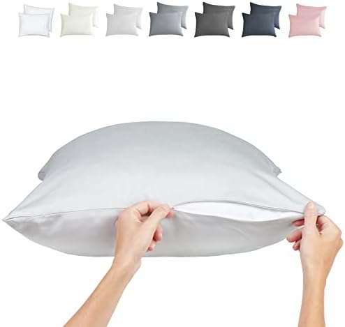 Queen Bamboo Pillow Cases - Bamboo Pillowcase Set Of 2, Bamboo Pillowcases Queen Size 2 Pack, Cooling Pillow Case 30x20 Zippered Pure 100% Viscose Hotel Quality