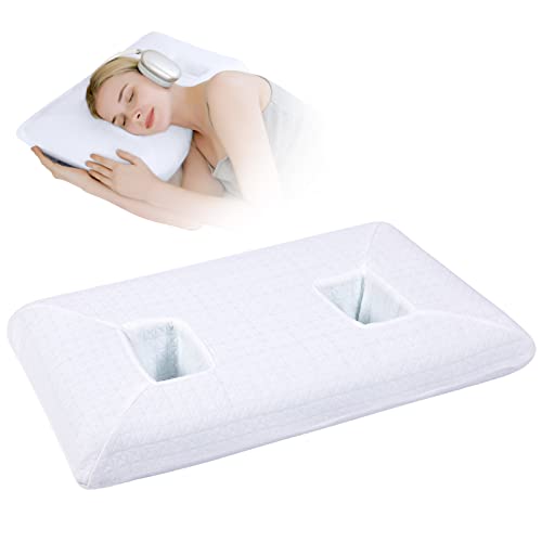  HAVARGO Ear Pillows With Holes For Ear Pain, Ear Piercing Pillow For Side Sleeping, Cooling Memory Foam Pillow For Pierced Ears Side Sleepers