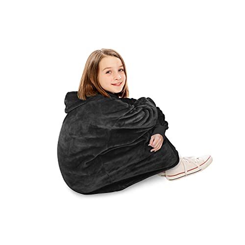  Catalonia Oversized Blanket Hoodie Sweatshirt For Kids, Wearable Fleece Pullover With Large Front Pocket, Teen Boys Girls Gift