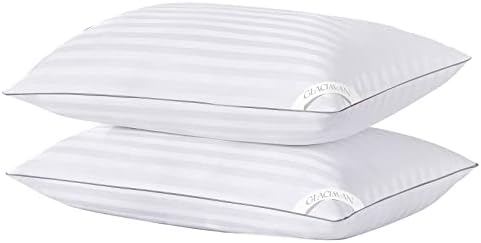  Standard Size Bed Pillows For Sleeping Set Of 2, Hotel Quality Pillows 2 Pack For Side And Back Sleepers, Breathable Cover And Down Alternative Filling, White Piping，20X26 Inches