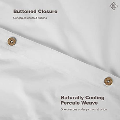  100% Organic Cotton Duvet Cover Queen Set – Crisp, Soft & Naturally Cooling Weave, 300 Thread Count GOTS Certified Full / Queen Duvet Cover & 2 Pillow Shams – 88x92 Inches, White