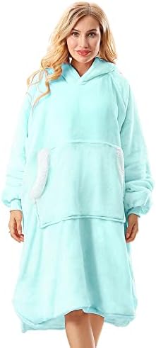  Topblan Oversized Hoodie With Zipper For Adults, Flannel Blanket Hoodie Sweatshirt With Zipper, Sherpa Wearable Blanket Plush Sweatshirt, Gifts For Women Men