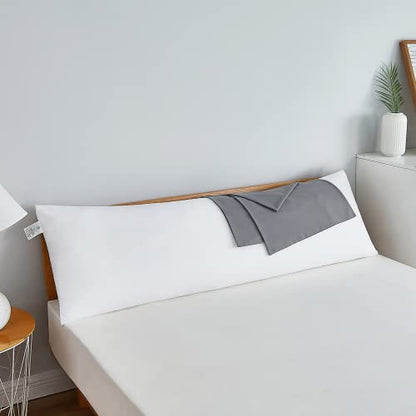  Acanva Fluffy Bed Sleeping Side Sleeper Body Pillow Insert, 20” X 60”with Grey Pillowcase, White