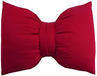  Peacewish Hand Made Pure Color Cotton Bow Pillow Car Neck Pillow Sofa Office Waist Pillow Detachable Wash Pillow (S, Wine Red)