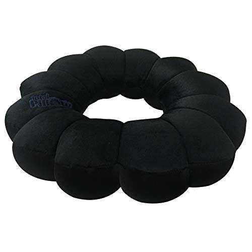  Total Pillow Airplane Travel Pillow, Brushed Microfiber Neck-, Head-, And Lumbar-Support Pillow, Microbead Twistable/Contours Any-Position Travel Pillow, Black