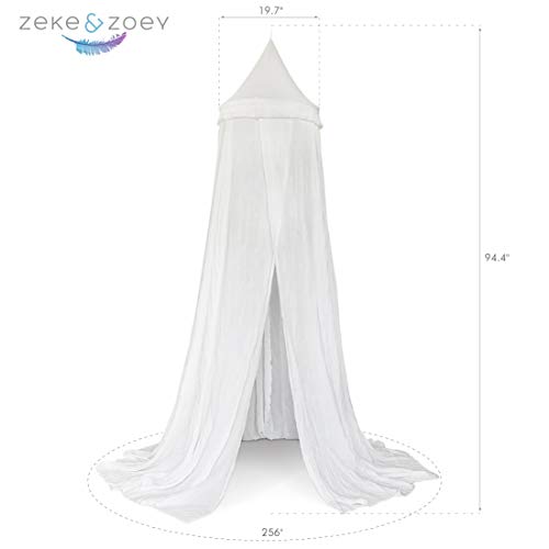  And Zoey Soft White Hanging Bed Canopy For Girls Bed Or Boys – Hideaway Tent For Kids Rooms With Tassels. Nursery Decoration – Slightly Sheer Drapes – For Child, Play Or Reading Nook