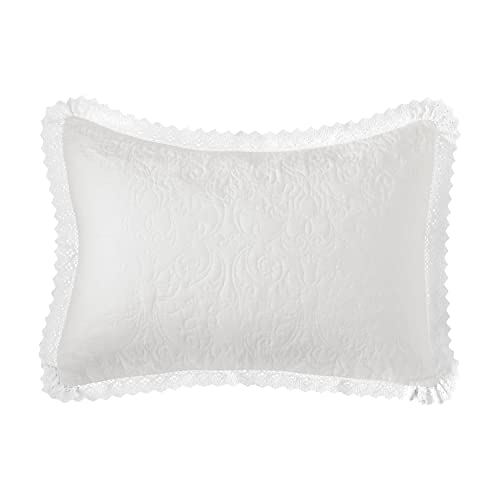  Laura Ashley Home - King Quilt Set, Lightweight Cotton Bedding With Matching Shams, Home Decor For All Seasons (Heirloom White, King)