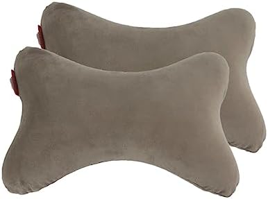  Bookishbunny 2 Packs Dog Bone Shaped Travel Neck Memory Foam Pillows With Removable Velvet Cover For Car Bus Truck Driving Comfort Head Rest Support (Blue)