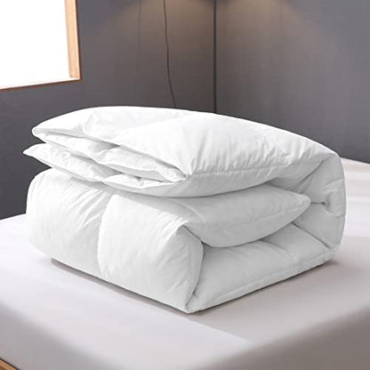  King Size Goose Down Comforter Feather, 100% Organic Cotton Cover, All Season Luxury Hotel Collection 750 Fill Power Fluffy Bedding Duvet Insert With Corner And Tabs(106"x90", White)