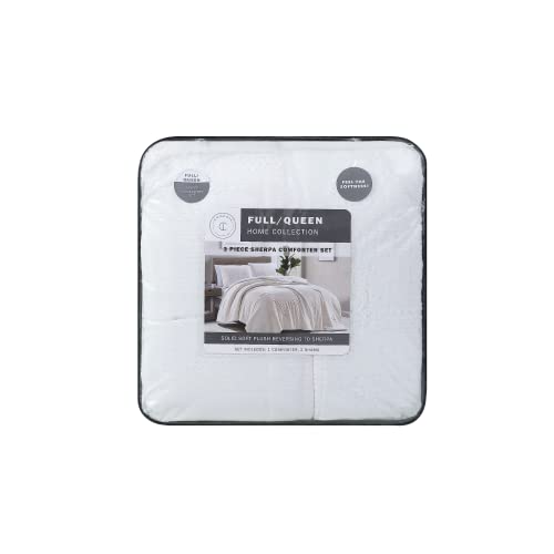  Lafayette Cobblestone Plush Sherpa Reversible 3 PC Heavyweight Comforter Set, Ultra Soft & Cozy, Full/Queen 86"X86"