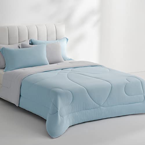  AIKOFUL Cooling Summer Blanket,Lightweight Cooling Comforter For Hot Sleepers And Night Sweats,Reversible Cooling Quilt,Breathable Lyocell™ Blended Fabric,Machine Washable(Aqua/Light Gray,60”x90”)