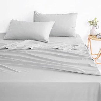  - Light Beige Sheet Set, Plain Solid Color, Soft Microfiber Bedding (4pcs, Queen Size)