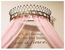  Rose Metal Wall Teester Bed Crown Canopy - Antique Crown Wall Decor With Built-in Rods & Hardware - For Over Beds Or Windows - Drapery Panels Not Included - White (24.75" Wx16.75 Dx11 H)