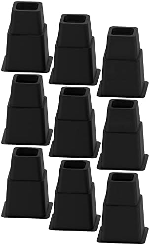  GooFurnit 4 Inches Bed Riser, Heavy Duty Bed Elevator 3000 LBS For Lifting Bed Sofa Furniture At Home Dorm College, 9 Pieces, Black