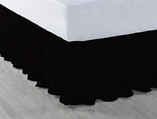  Pinch Pleated Split Corner Bed Skirt 100% Egyptian Cotton 600 Thread Count 15 Inch Drop Luxurious Decorative & Easy To Wash Wrinkle & Fade Resistant (King, White)
