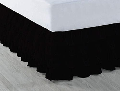  Pinch Pleated Split Corner Bed Skirt 100% Egyptian Cotton 600 Thread Count 15 Inch Drop Luxurious Decorative & Easy To Wash Wrinkle & Fade Resistant (King, White)