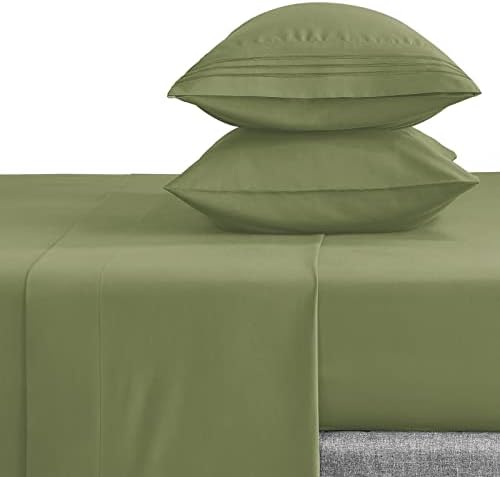  Queen Bed Sheets Set 1800 Series 4-Piece Embroidered Double Brushed Microfiber Sheets 16" Deep Pocket Hotel Soft Luxury Bedding Sheet Set, Wrinkle Resistant, White