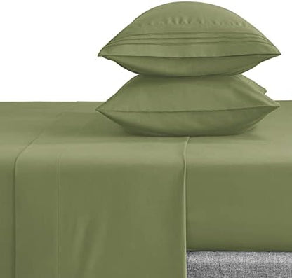  Queen Bed Sheets Set 1800 Series 4-Piece Embroidered Double Brushed Microfiber Sheets 16" Deep Pocket Hotel Soft Luxury Bedding Sheet Set, Wrinkle Resistant, White