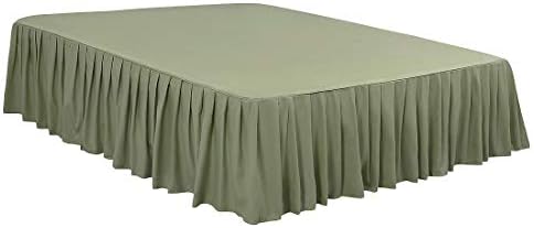  Ruffled Bed Skirt Polyester Brushed Hotel Quality Durable Solid Wrinkle And Fade Bedroom 16 Inch Drop Queen Olive Green