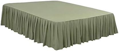  Ruffled Bed Skirt Polyester Brushed Hotel Quality Durable Solid Wrinkle And Fade Bedroom 16 Inch Drop Queen Olive Green