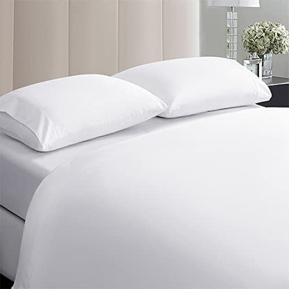  100% Egyptian Cotton Sheets Queen Size,1000 Thread Count Luxury Heavy Bed Sheets Set,Very Smooth Soft With 18" Deep Pocket Sheets 4 Pc Set (White, Queen)