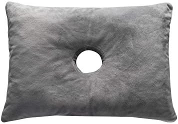 Ear Piercing Protection - Ear Pillow With Ear Hole For Sleeping With Sore Ear Pain - Support Earplugs For Sleep - Memory Foam Pillow With Holes For Chondrodermatitis CNH (20 X 14 X 3 Inches - Grey)