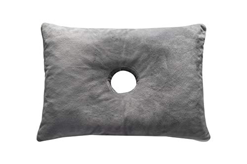  Ear Piercing Protection - Ear Pillow With Ear Hole For Sleeping With Sore Ear Pain - Support Earplugs For Sleep - Memory Foam Pillow With Holes For Chondrodermatitis CNH (20 X 14 X 3 Inches - Grey)