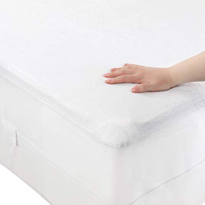  Zippered Mattress Encasement - Waterproof, Breathable, Noiseless, Machine Washable, Soft Terry Top For Comfortable Night Sleep. (Queen)