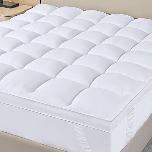  Plush Extra Thick Mattress Topper Queen For Softening Firm Mattress, Breathable Cooling Mattress Pillow Top Bed Topper For Back Pain & Sleep Comfort, Overfilled Mattress Pad, Fit To 6”-22” Mattress