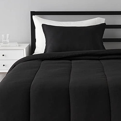  Amazon Basics Reversible Comforter Set, Twin / Twin XL, Blue Harbor Stripes, Microfiber, Ultra-Soft