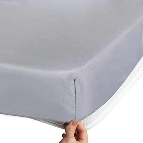  Cot Sheet 31" X 75", Daycare Cot Size Mattress Sheets Fitted With Narrow Twin/Camp Bunk/Rvs Bunk/Guest Beds/Trifold Mattress, Super Soft And Breathable Microfiber Cover For Toddler, Gray