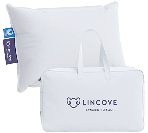  Lincove Microgel Travel Pillow - Global Recycled Standard Certified - Plush And Cozy Luxury Pillow To Support Head, Neck, While Sleeping On Airplanes, Cars, Hotels & Home - 12"x16"
