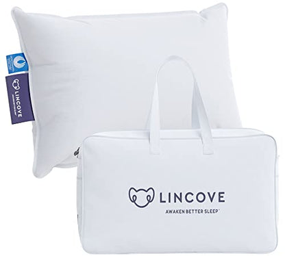  Lincove Microgel Travel Pillow - Global Recycled Standard Certified - Plush And Cozy Luxury Pillow To Support Head, Neck, While Sleeping On Airplanes, Cars, Hotels & Home - 12"x16"