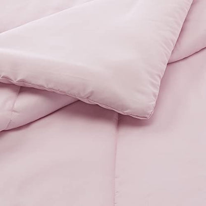  Amazon Basics Kid's Comforter Set - Soft, Easy-Wash Microfiber - Twin, Light Pink