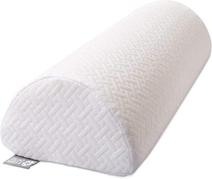  Half Moon Bolster Semi-Roll Pillow - Ankle And Knee Support - Leg Elevation - Back, Lumbar, Neck Pain Relief - Pad For Side And Stomach Sleepers - Premium Quality Memory Foam - Breathable Cover