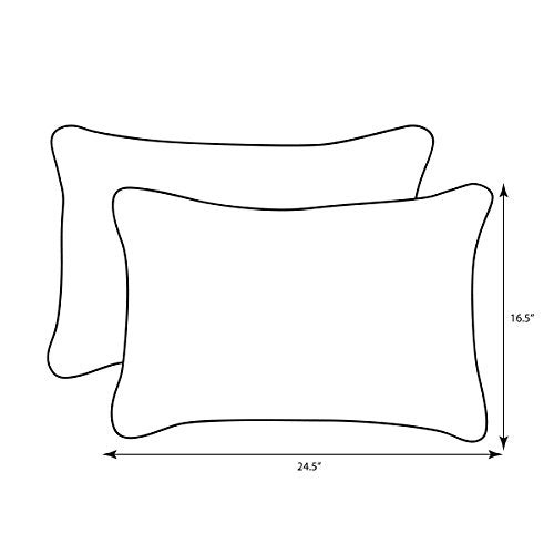  Pillow Perfect Floral Outdoor Throw Accent Pillow, Plush Fill, Weather, And Fade Resistant, Large Lumbar - 16.5" X 24.5", Blue/Tan Telfair, 2 Count