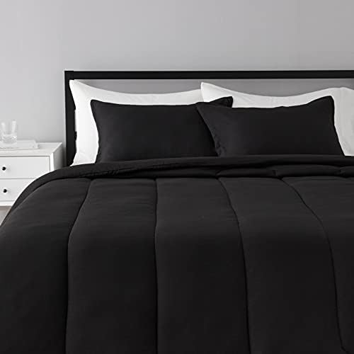  Amazon Basics Reversible Comforter Set, Twin / Twin XL, Blue Harbor Stripes, Microfiber, Ultra-Soft