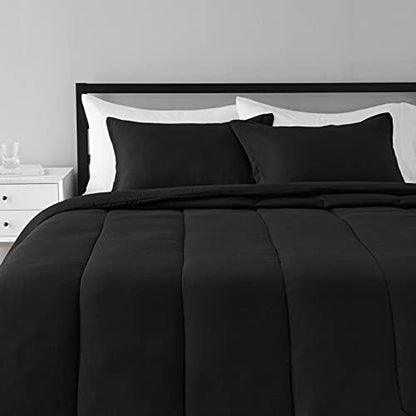  Amazon Basics Reversible Comforter Set, Twin / Twin XL, Blue Harbor Stripes, Microfiber, Ultra-Soft