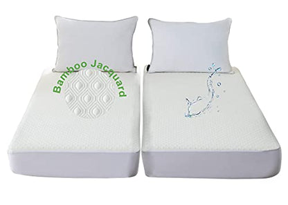  Bamboo Cooling Split King Mattress Protector For Adjustable Bed Waterproof Soft Breathable Fitted Matress Cover Pad