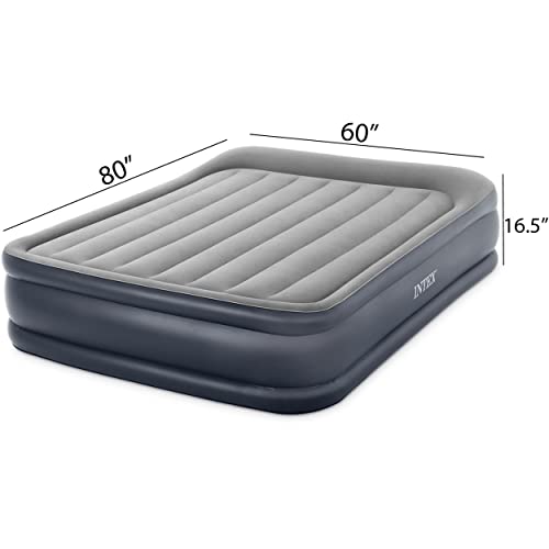  Intex Queen Air Mattress With Built In Pump - 16.5" Easy Inflatable Mattress Air Bed, Dura-Beam Raised Pillow Rest Blow Up Mattress, Inflatable Pillow For Camping, Travel And Home Included