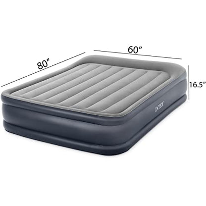  Intex Queen Air Mattress With Built In Pump - 16.5" Easy Inflatable Mattress Air Bed, Dura-Beam Raised Pillow Rest Blow Up Mattress, Inflatable Pillow For Camping, Travel And Home Included