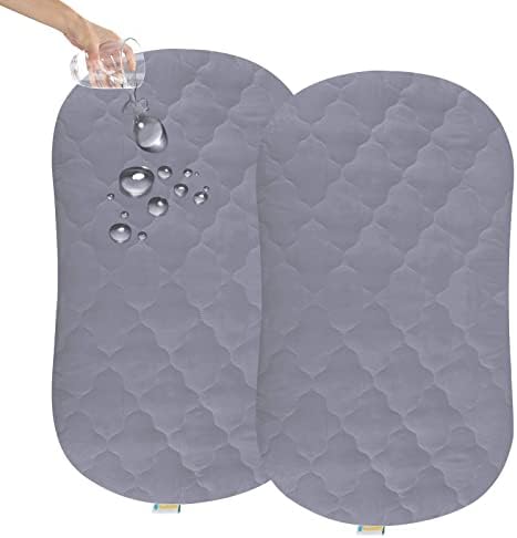  Ssinet Mattress Pad Cover For Halo Bassinest/Ingenuity Bassinet/4moms Bassinet Mattress, Waterproof Bamboo Terry Bassinet Mattress Protector With Elastic Bed Skirt, 30"×18" White