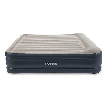 Intex Dura Beam Deluxe Raised Pillow Inflatable Blow Up Portable Firm Air Mattress Bed With Built-in Internal Air Pump, King-Sized Bed
