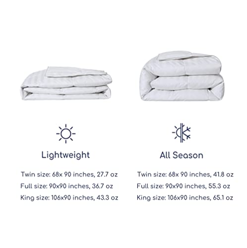  Goose Feather Down Comforter King Size Lightweight Down Comforter White Down Duvet Insert King Down Bedding Comforter With 100% Cotton Shell 500TC Count 106 X 90 Inches