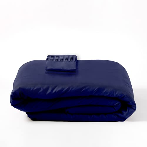  Queen Duvet Cover Set | Soft & Silky Duvet Cover Queen Set With Bamboo Woven Material | Cool & Breathable Comforter Cover With Zipper Closure | 3 Piece Set (Queen, Navy Blue)